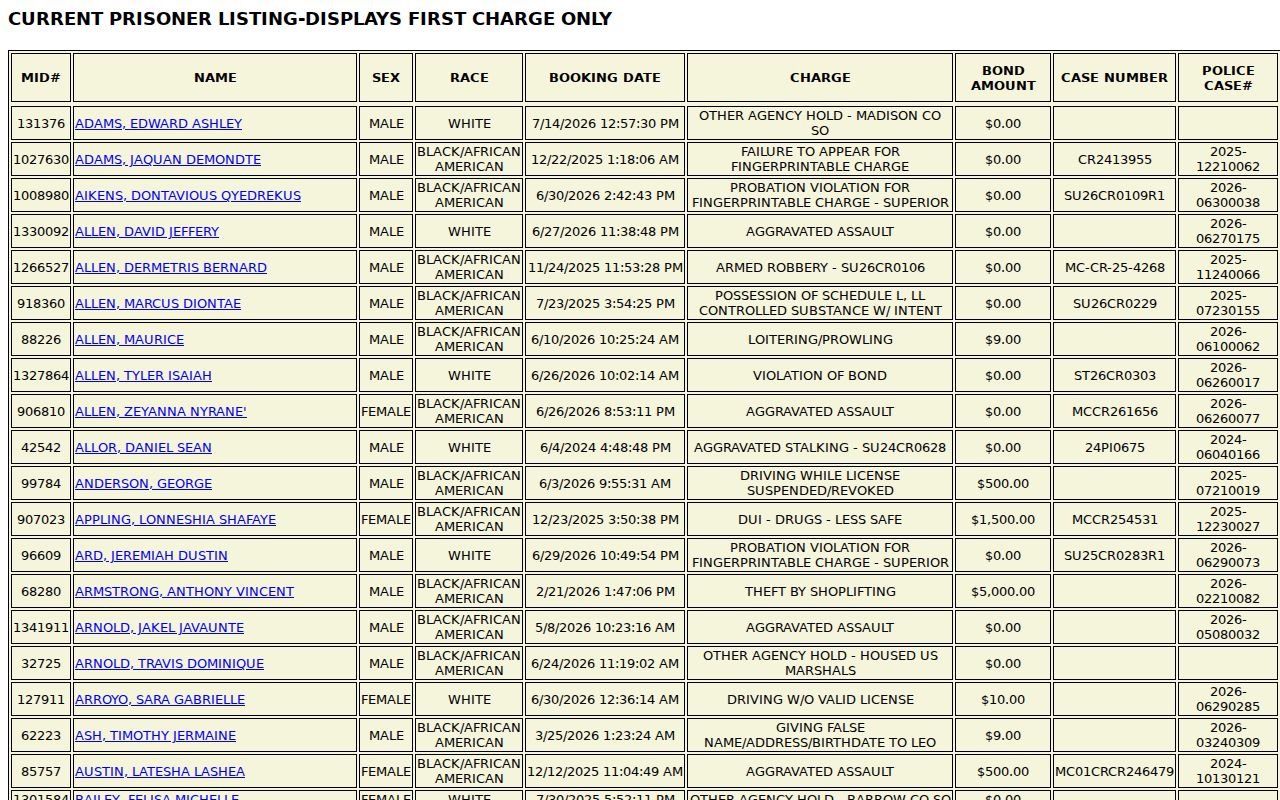 Athens people search Clarke current inmate table