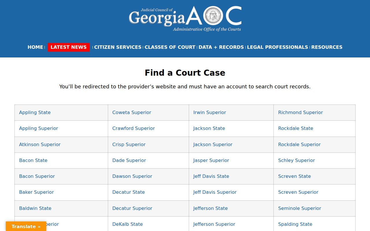 Athens people search Georgia court e-access gateway