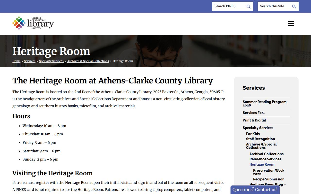 Athens people directories Heritage Room local history collection