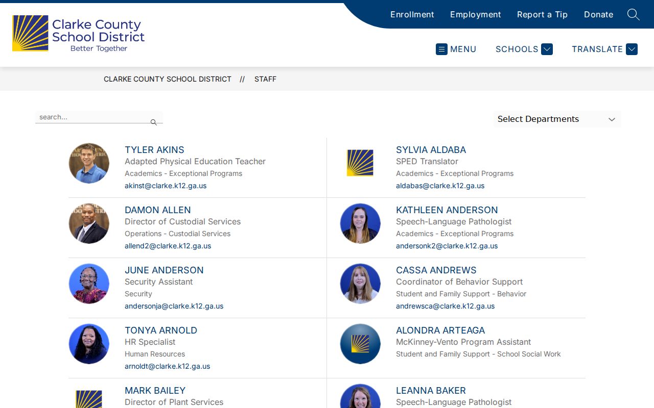 Athens people directories Clarke County School District staff listing