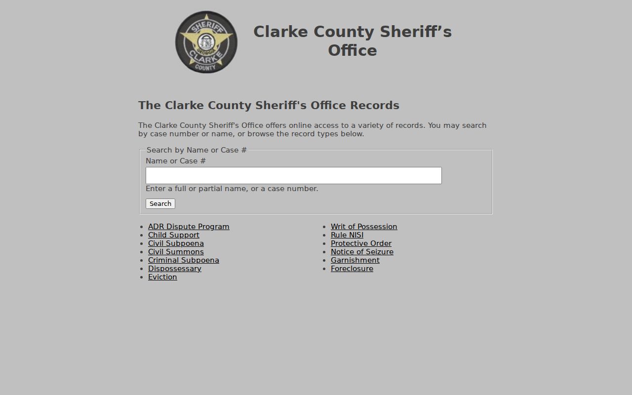 Athens public records sheriff civil name and case search