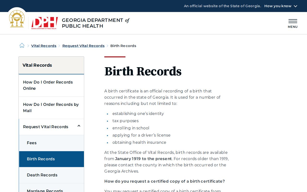 Athens public records birth certificate eligibility page