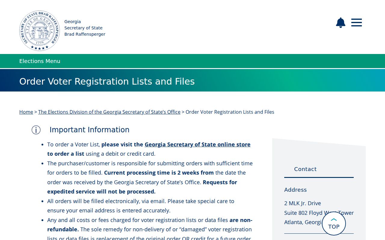 Athens voter registration file prices and field layout